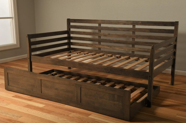 Boho Twin Daybed with Trundle Rustic Walnut - The Futon Store