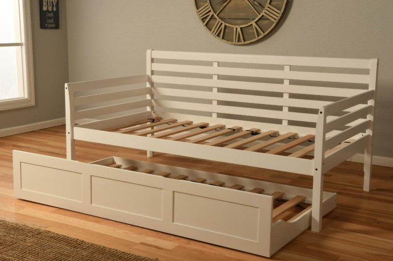Boho Twin Daybed with Trundle White Finish - The Futon Store