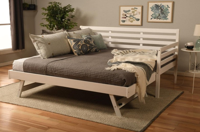 Boho Twin Daybed with Trundle White Finish - The Futon Store
