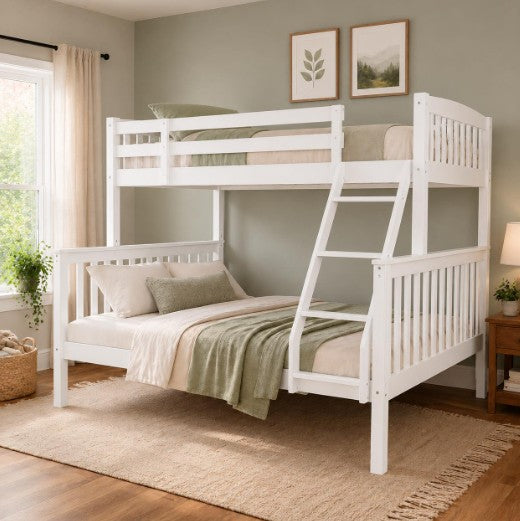 Claire Twin Over Full Bunk Bed with Drawers White Finish - The Futon Store