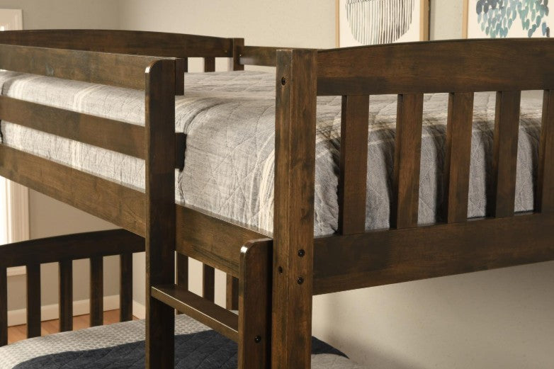 Claire Twin Over Full Bunk Bed with Drawers Rustic Walnut Finish - The Futon Store