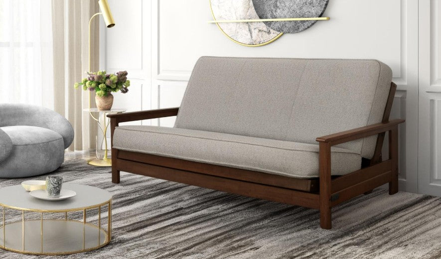 Emily Studio Sleeper in Brownstone with Natural Beauty Cloud Mattress - The Futon Store