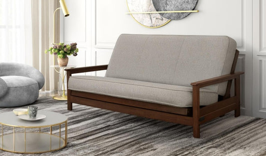 Emily Studio Sleeper in Brownstone with Natural Beauty Cloud Mattress - The Futon Store