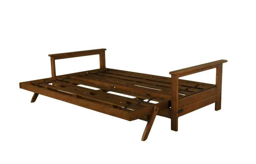 Emily Studio Sleeper in Brownstone Finish with Taber Cashmere Mattress - The Futon Store