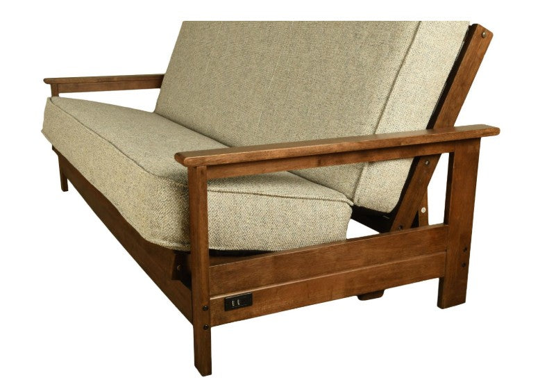Emily Studio Sleeper in Brownstone Finish with Monte Toro Shell Mattress - The Futon Store