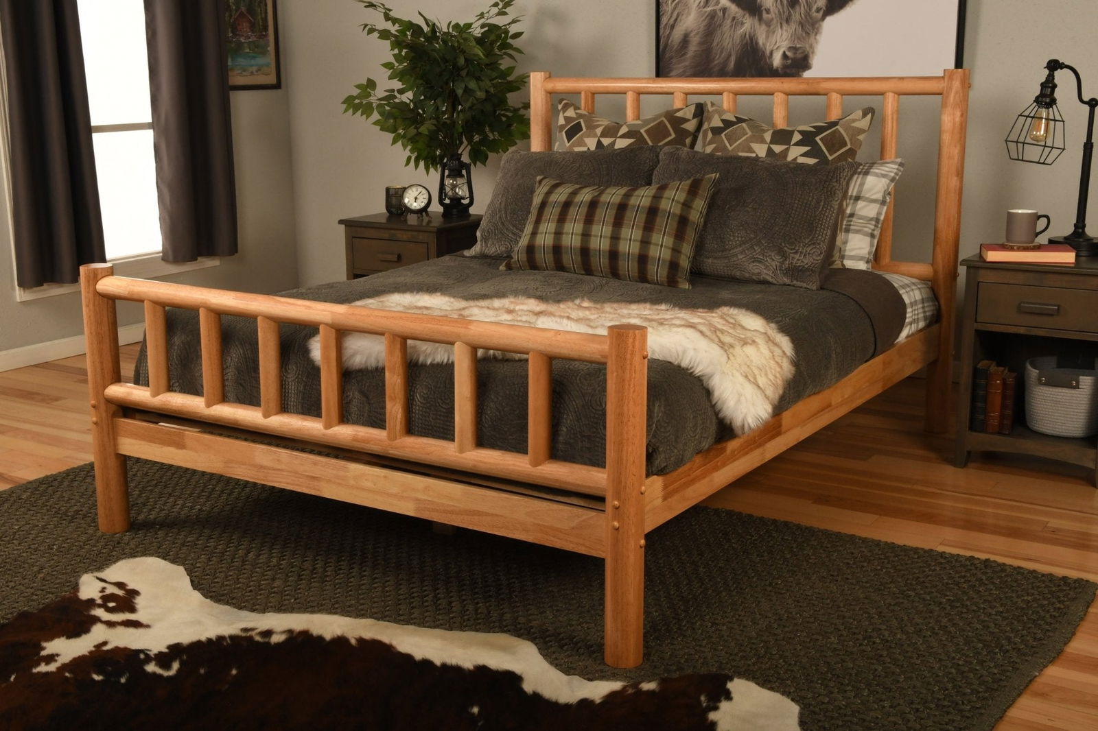 KDlodgeq Queen Lodge Pole Bed - The Futon Store