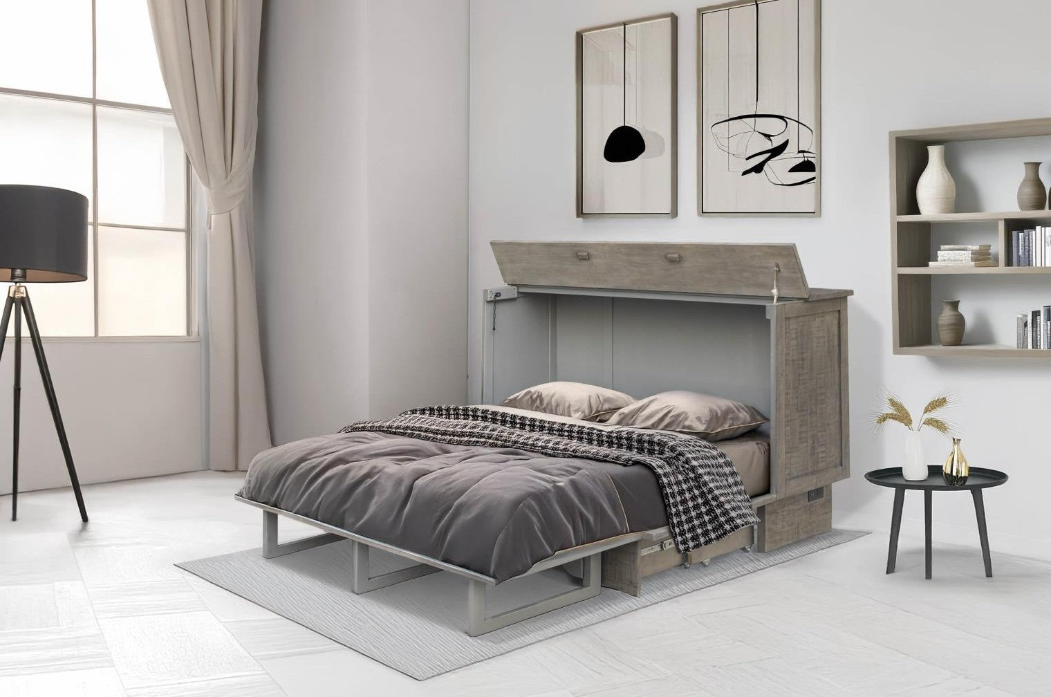 Cottage Creek Medison Queen Sleep Cabinet Bed Distressed Brown Tone Finish - The Futon Store