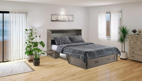 Poppy Queen Brushed Driftwood Cabinet Bed - The Futon Store