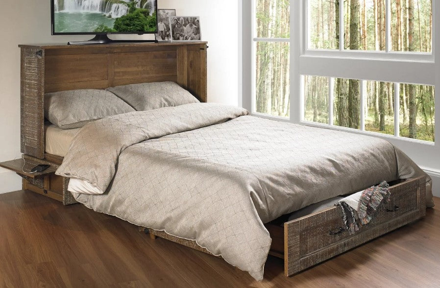 Poppy Queen White Bark Cabinet Bed