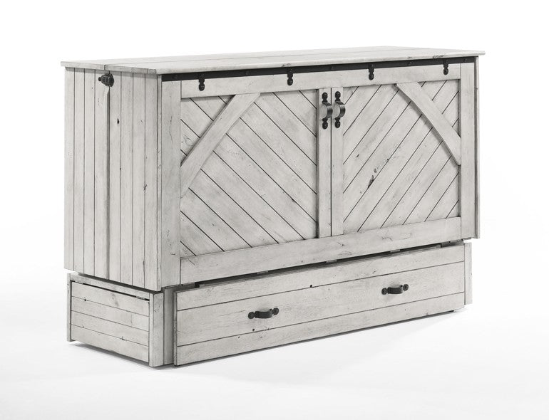 Ranchero Queen Wildwood Vintage White Cabinet Bed - The Futon Store