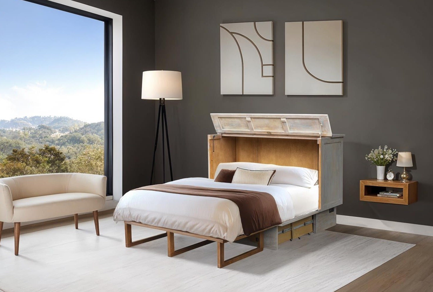 Cottage Creek Westport Queen Sleep Cabinet Bed Distressed Multi Tone Finish - The Futon Store