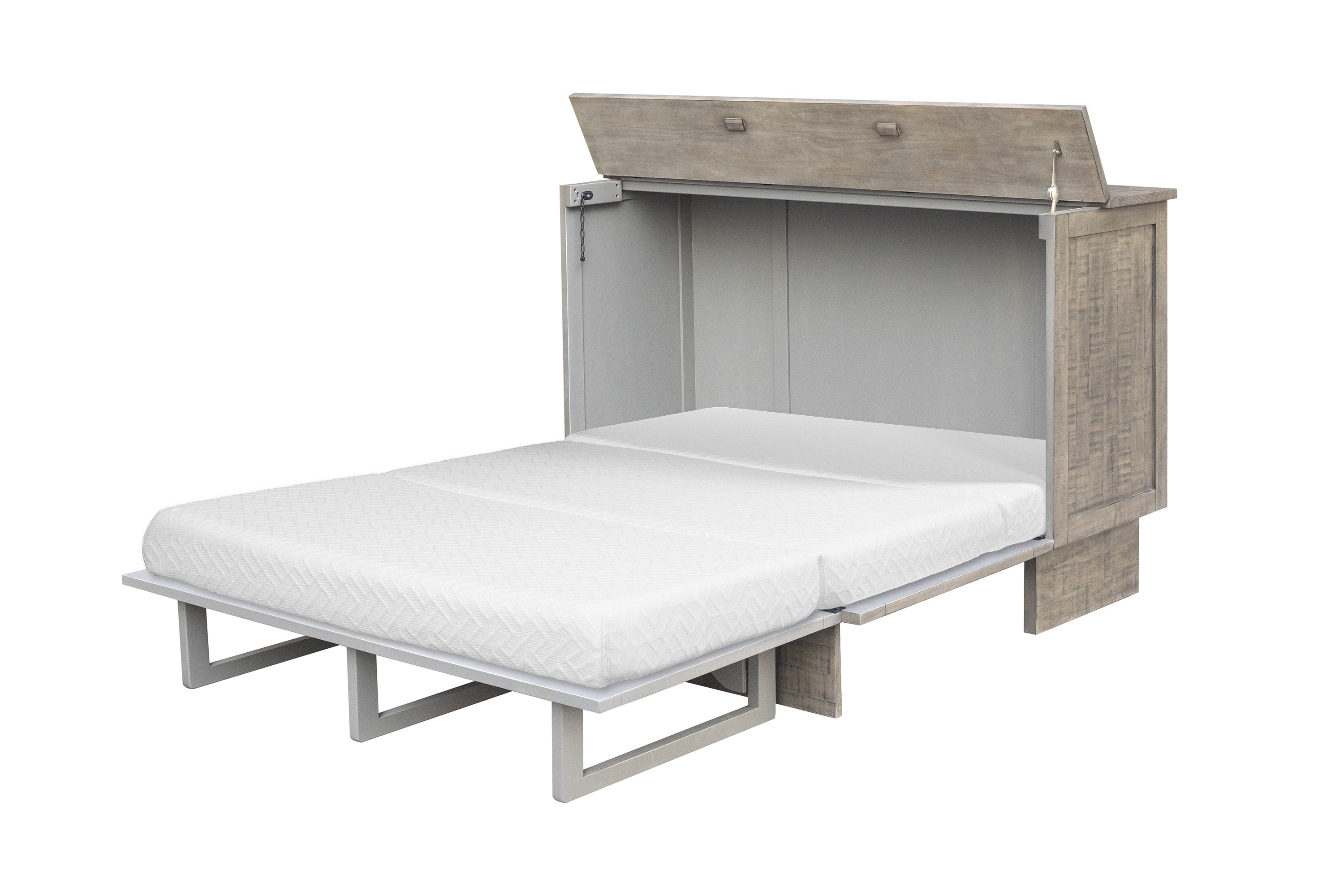 Cottage Creek Wilmington Queen Murphy Cabinet Bed Distressed Greige Finish - The Futon Store