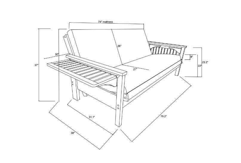 Alamosa Full Futon Graystone Finish with Mattress - The Futon Store 