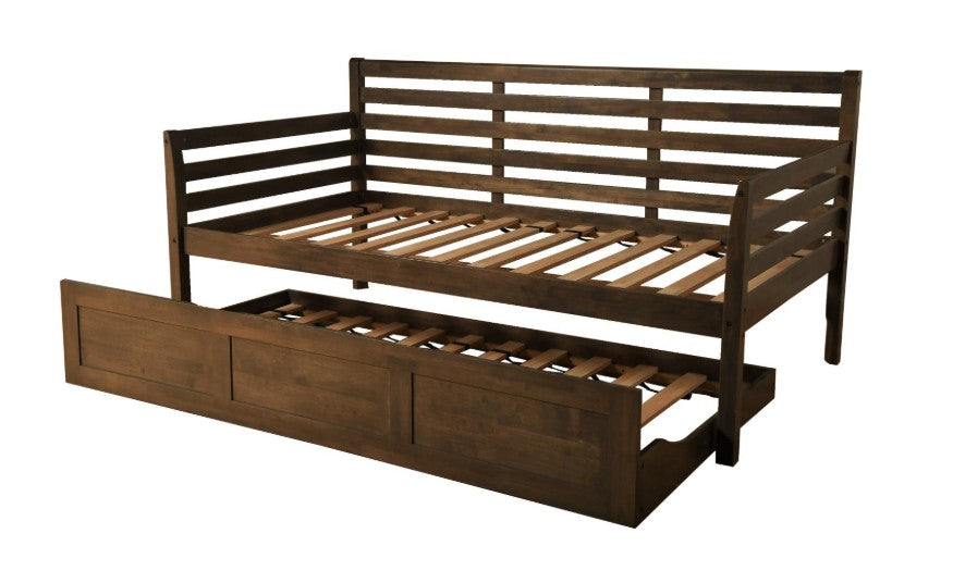 Boho Twin Daybed with Trundle  Rustic Walnut - The Futon Store 
