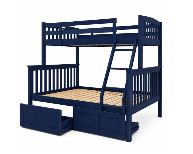 Claire Twin Over Full Bunk Bed with Drawers Navy Finish - The Futon Store 