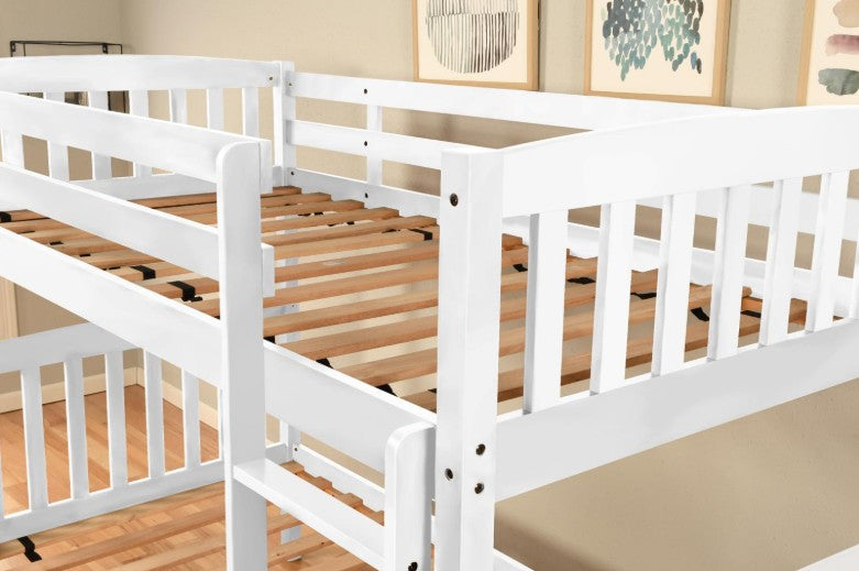 Claire Twin Over Full Bunk Bed Popup Trundle White Finish - The Futon Store 