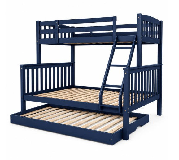 Twin Over Full Navy Bunk Bed + Options - The Futon Store 
