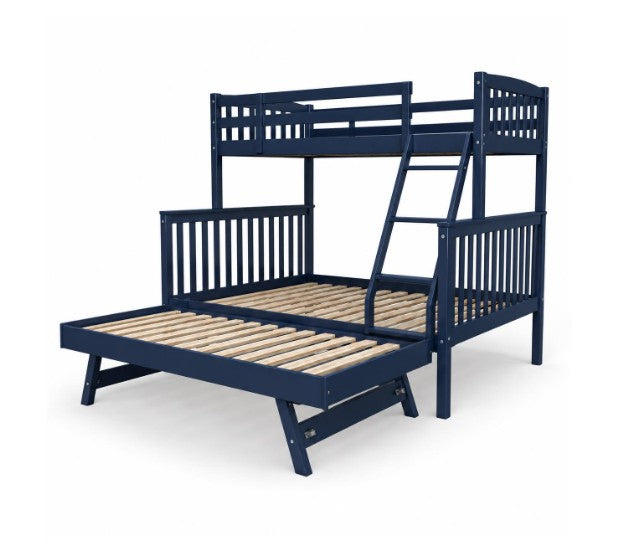 Twin Over Full Navy Bunk Bed + Options - The Futon Store 