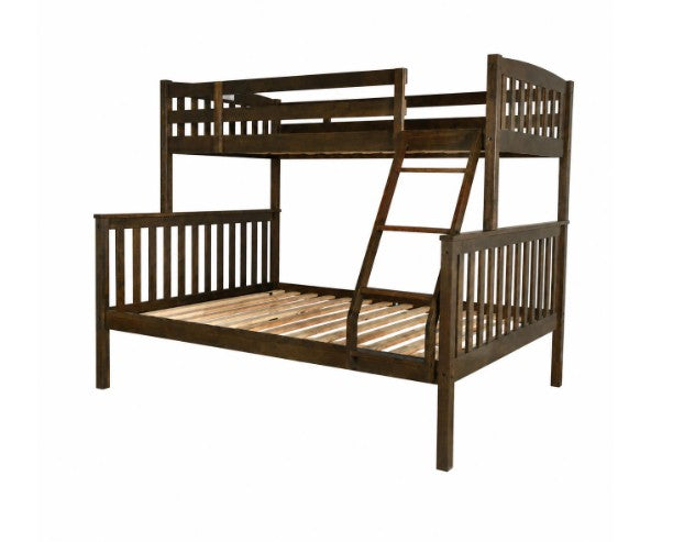 Twin Over Full Rustic Walnut Bunk Bed + Options - The Futon Store 