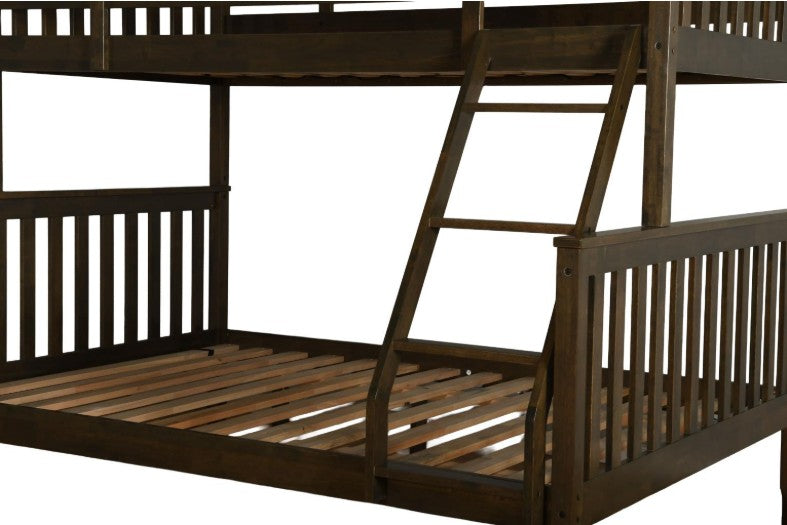 Twin Over Full Rustic Walnut Bunk Bed + Options - The Futon Store 