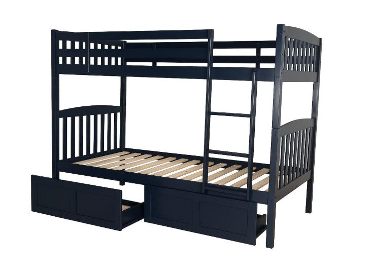 Twin Twin Navy Bunk Bed + Options - The Futon Store 