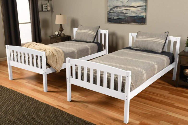 Claire Twin Twin Bunk Bed White Finish - The Futon Store 