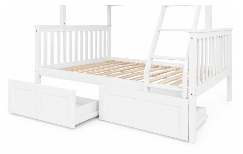 Twin Twin White Bunk Bed + Options - The Futon Store 