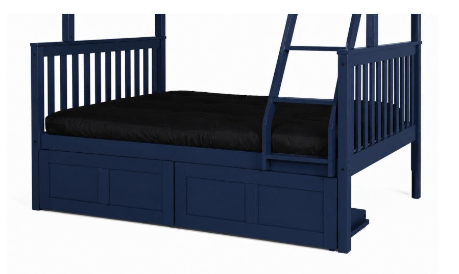 Twin Twin Navy Bunk Bed + Options - The Futon Store 
