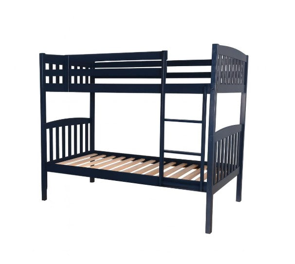 Claire Twin Twin Bunk Bed Navy Finish - The Futon Store 