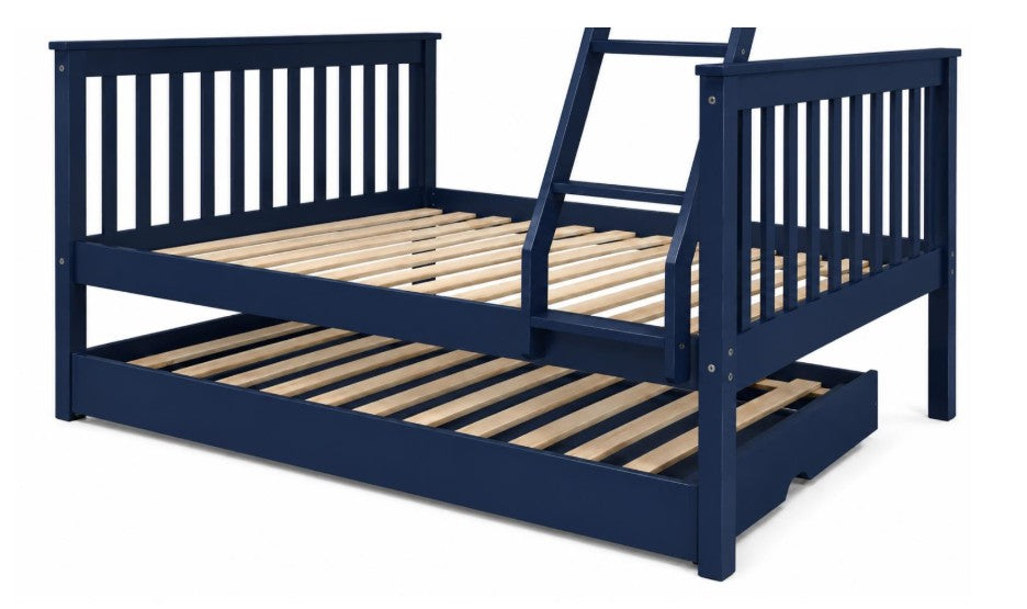 Twin Twin Navy Bunk Bed + Options - The Futon Store 