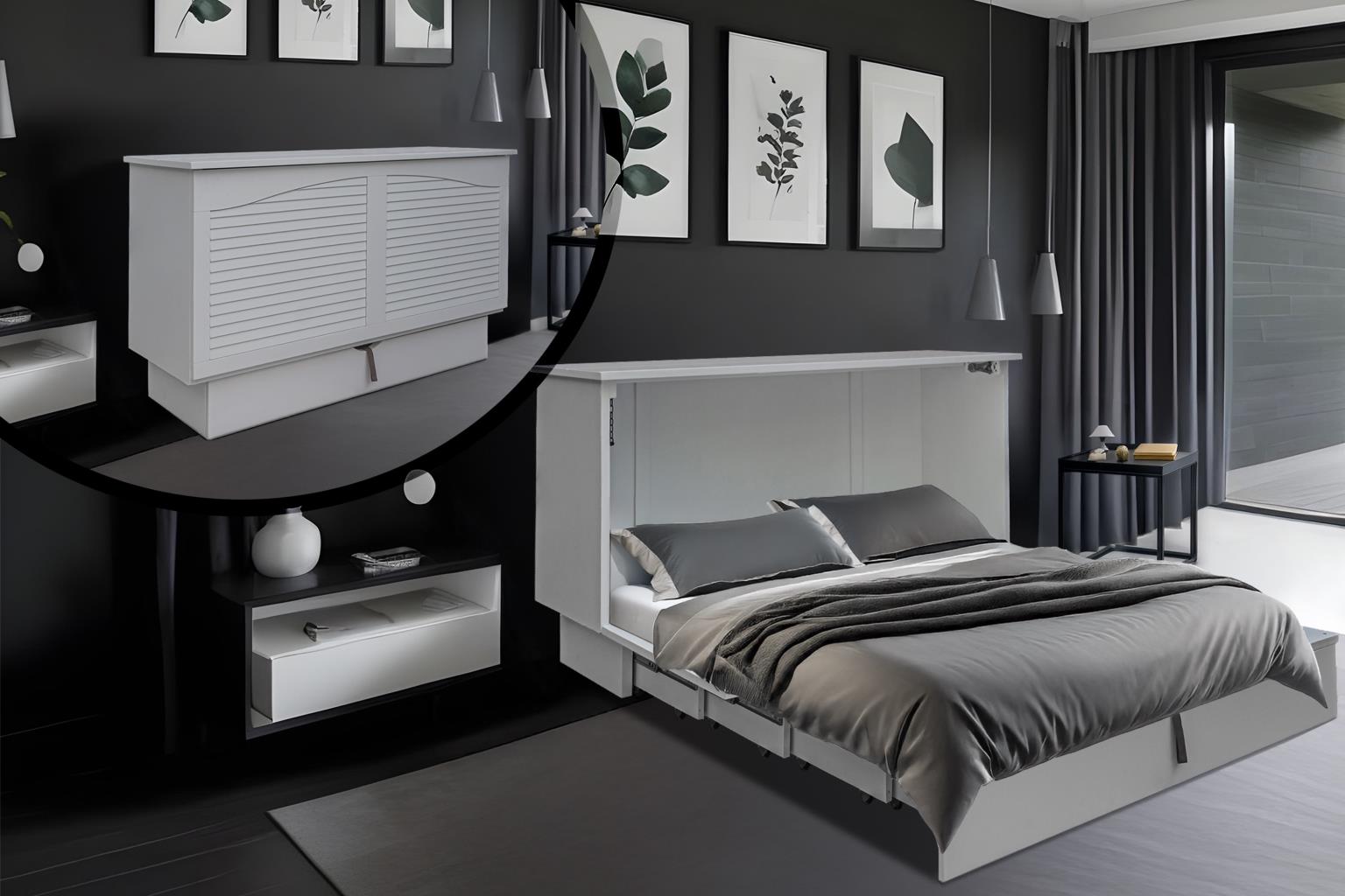 Cottage Creek Cape Cod Queen Murphy Cabinet Bed White - The Futon Store 