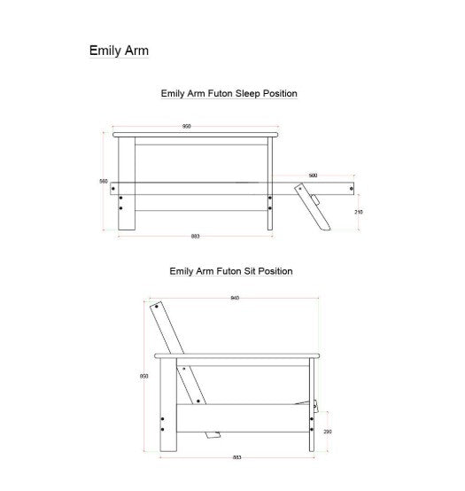 Emily Studio Sleeper in Brownstone Finish with Taber Cashmere Mattress - The Futon Store 