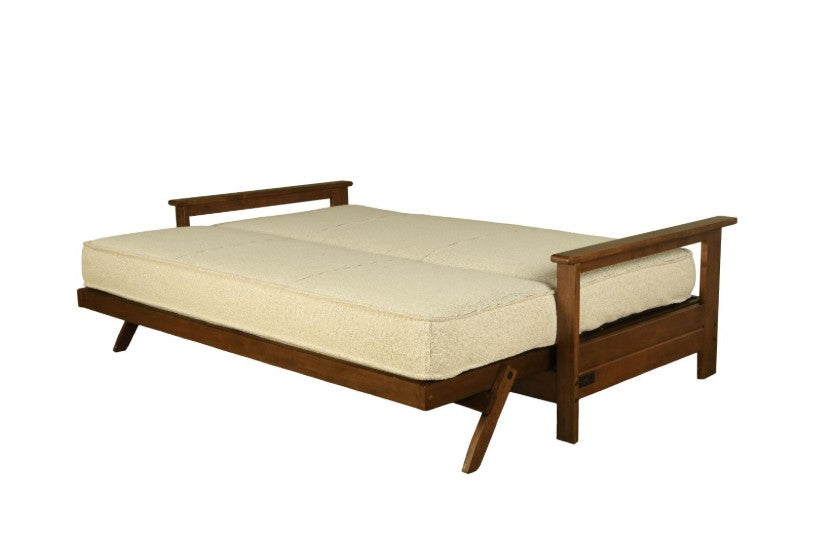 Emily Studio Sleeper in Brownstone Finish with Monte Toro Shell Mattress - The Futon Store 
