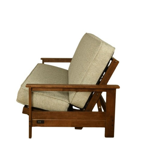 Emily Studio Sleeper in Brownstone Finish with Monte Toro Shell Mattress - The Futon Store 
