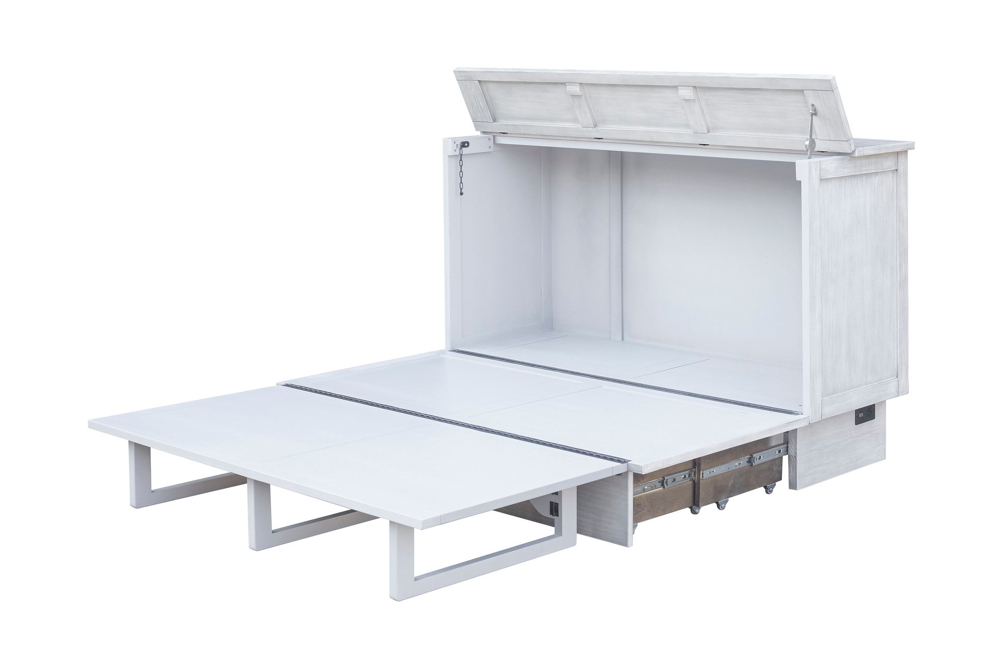 Cottage Creek Gramercy Queen Sleep Cabinet Bed Distressed White Finish - The Futon Store 