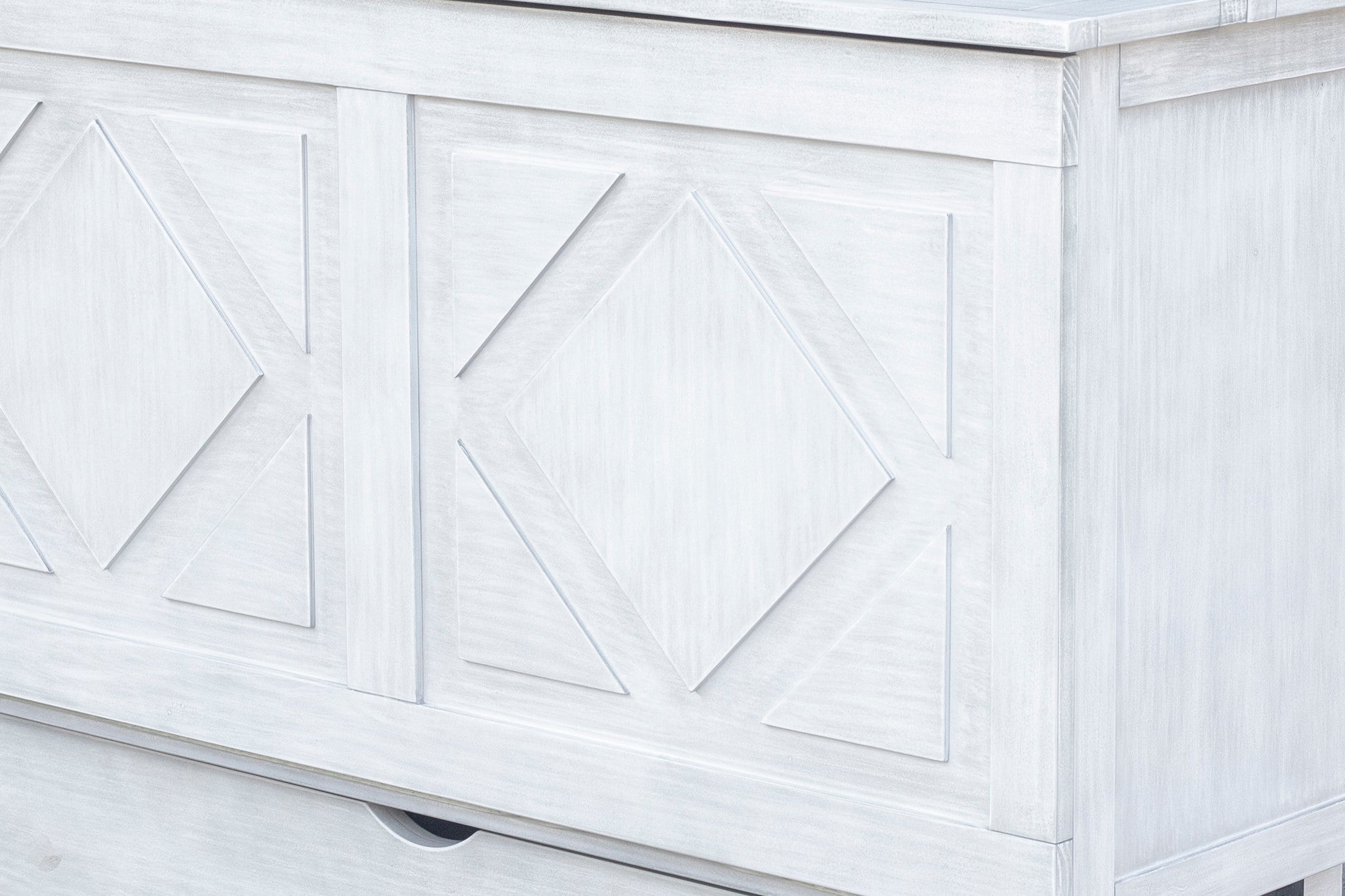 Cottage Creek Gramercy Queen Sleep Cabinet Bed Distressed White Finish - The Futon Store 