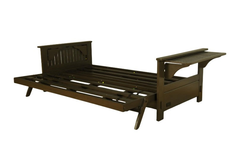 Jozie Studio Sleeper in Graystone Finish with Taber Cashmere Mattress - The Futon Store 
