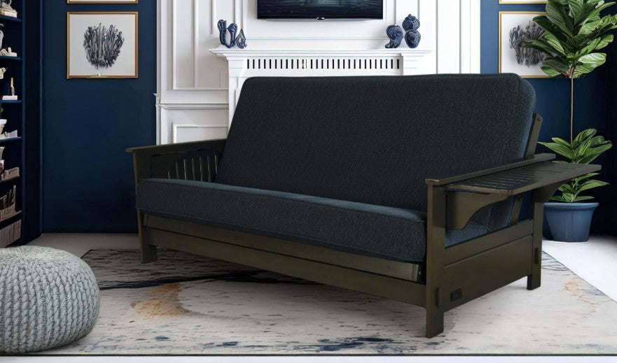 Jozie Studio Sleeper in Graystone Finish with Taber Cashmere Mattress - The Futon Store 