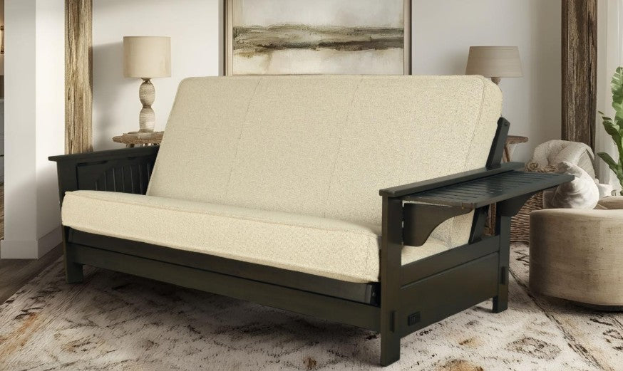 Jozie Studio Sleeper in Graystone Finish with Monte Toro Shell Mattress - The Futon Store 