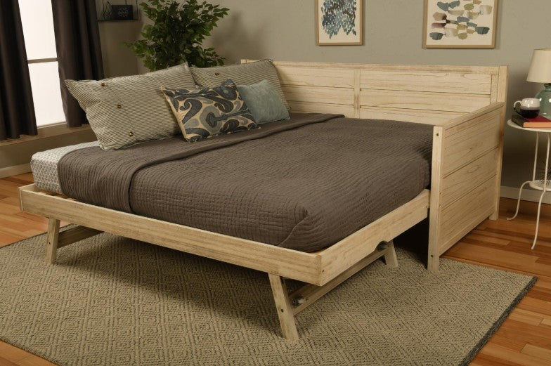 Marisa Twin Daybed & Trundle  Weathered White Finish - The Futon Store 