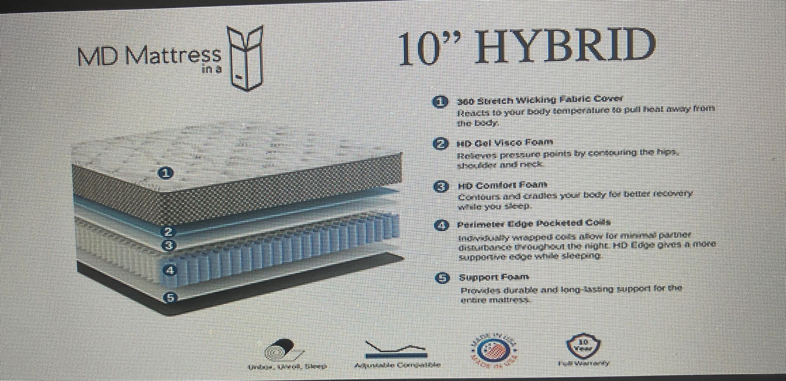 MD2510hybq      Queen 10 Inch Hybrid Mattress - The Futon Store 