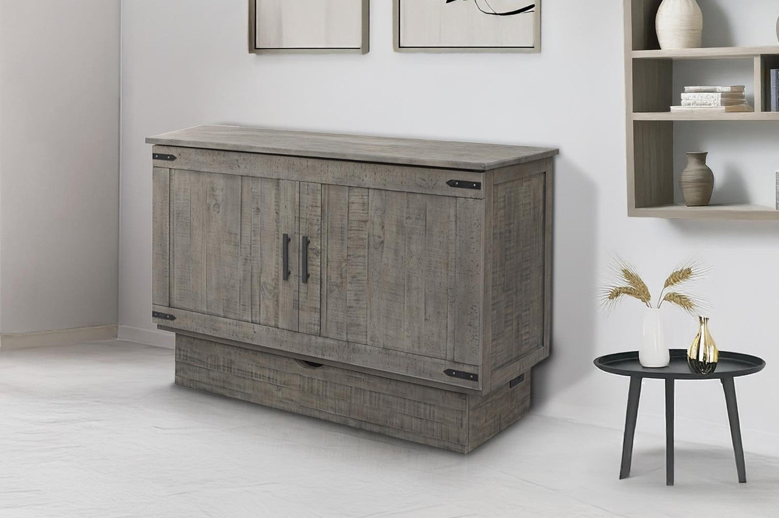 Cottage Creek Medison Queen Sleep Cabinet Bed Distressed Brown Tone Finish - The Futon Store 