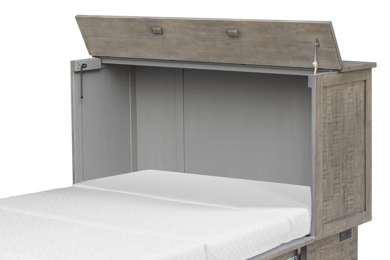 Cottage Creek Medison Queen Sleep Cabinet Bed Distressed Brown Tone Finish - The Futon Store 