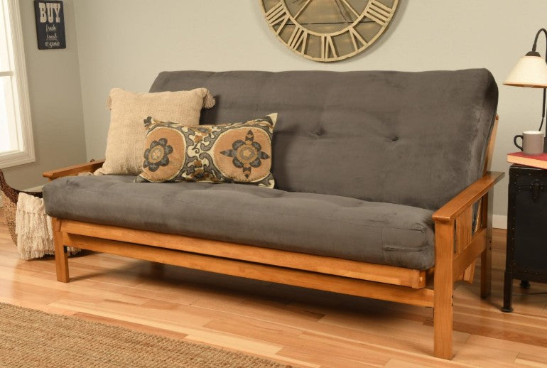 Monterey Queen Futon Butternut Finish with Mattress - The Futon Store 