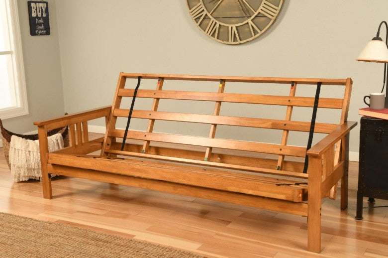 Monterey Queen Futon Butternut Finish with Mattress - The Futon Store 