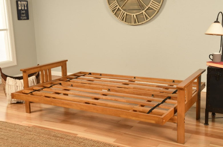 Monterey Queen Futon Butternut Finish with Mattress - The Futon Store 