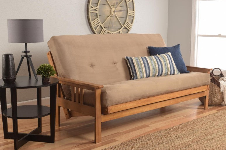 Monterey Queen Futon Butternut Finish with Mattress - The Futon Store 