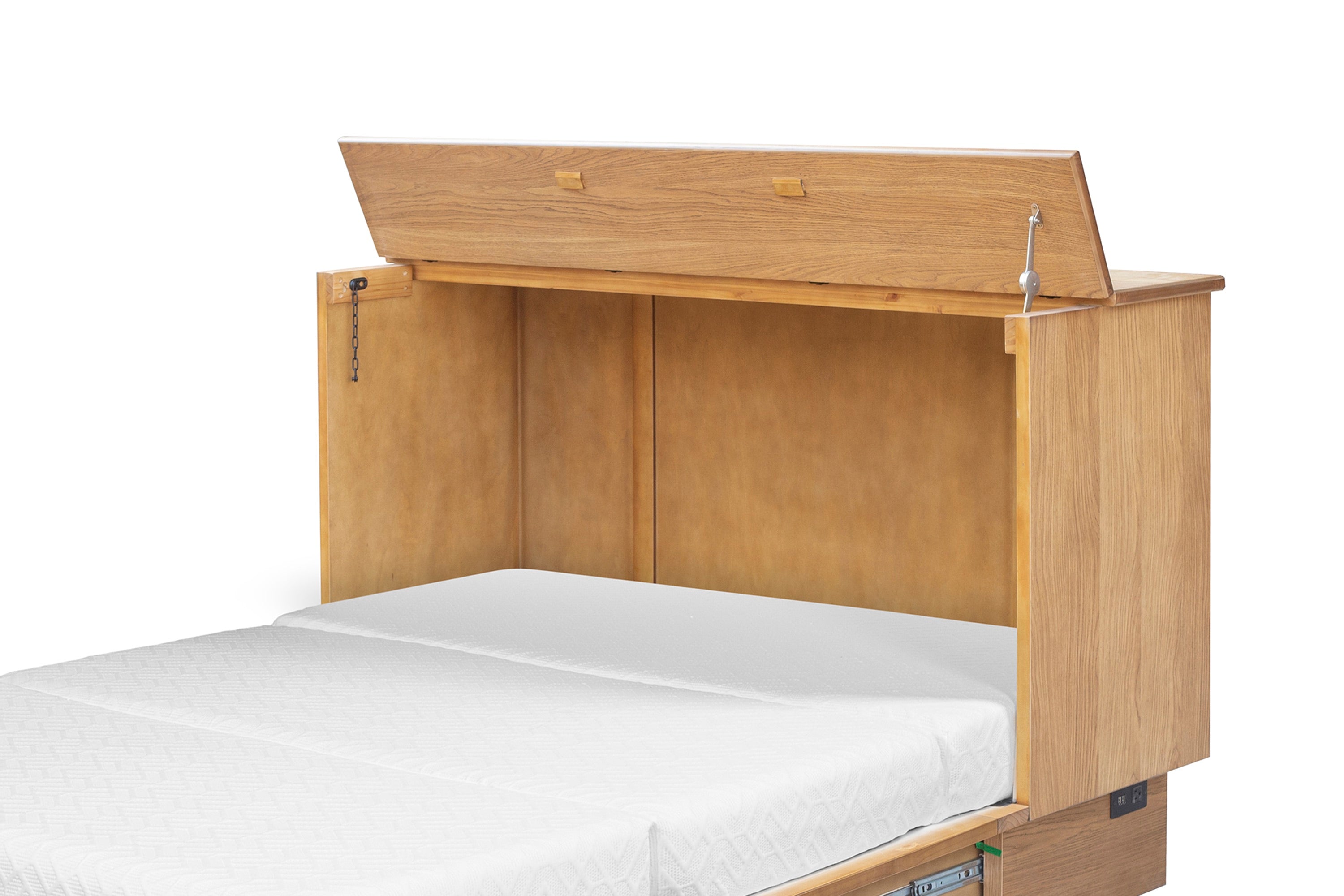 Cottage Creek Oakcrest Queen Sleep Cabinet Bed Distressed Natural Wood Tone Finish - The Futon Store 