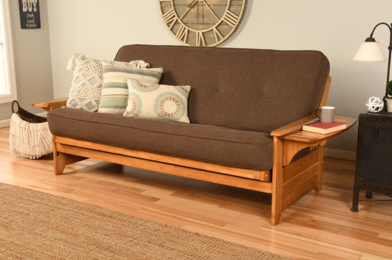 Phoenix Queen Futon Butternut Finish with Mattress - The Futon Store 