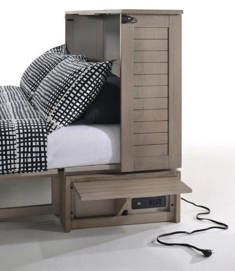 Poppy Queen Brushed Driftwood Cabinet Bed - The Futon Store 